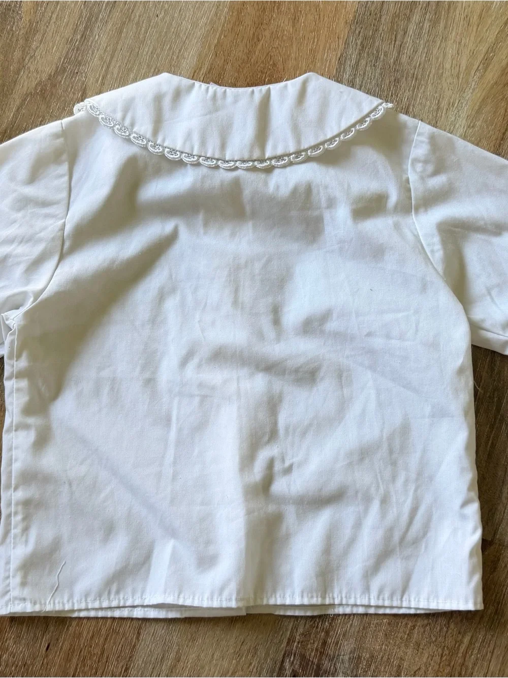 White Peter Pan Collar Button-Up Shirt for Kids